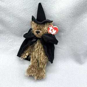 Esmerelda Furry Dog Witch Attic Treasures Black Cape Hat TY 1993 Posable 10"